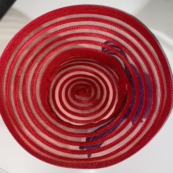 Red Hat Society Derby Purple Silk Flower Mesh Ribbon Vacation Party Holiday - Picture 14 of 15